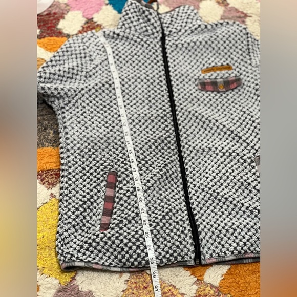 Simply Southern Soft Fleece Zip Up Plaid Patch Pocket Jacket Sweater Size Small - Picture 6 of 10